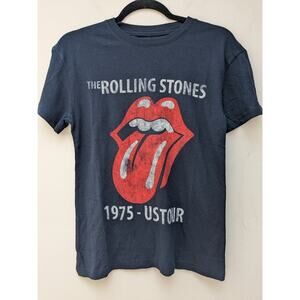 The Rolling Stones T-Shirt Graphic 1975 US Tour Short Sleeve Blue Size XS